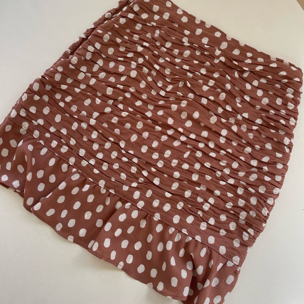 ABERCROMBIE & FITCH Polka Dot Ruffled Brown / White Skirt - XS - Picture 5 of 8